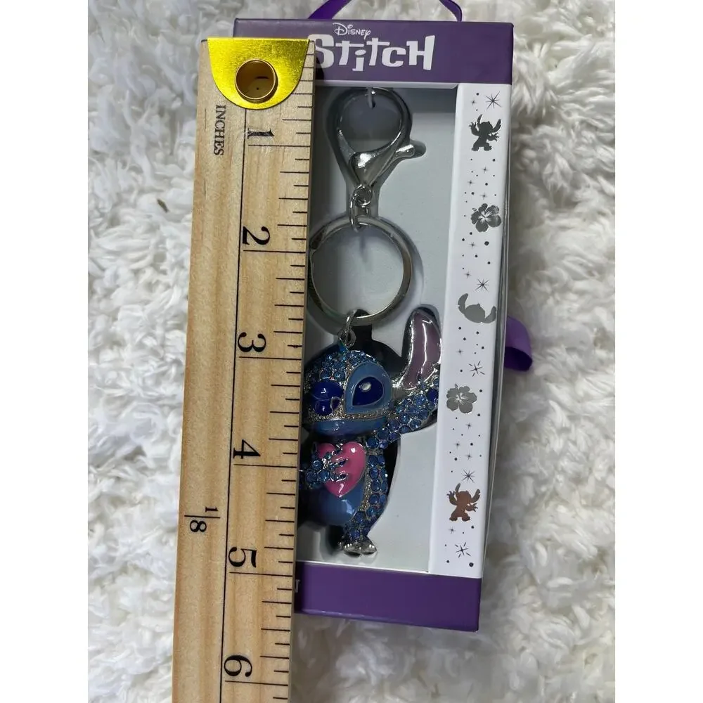 Disney Stitch Blue Rhinestone Keychain Sparkly Character Bag Key Accessory NEW
